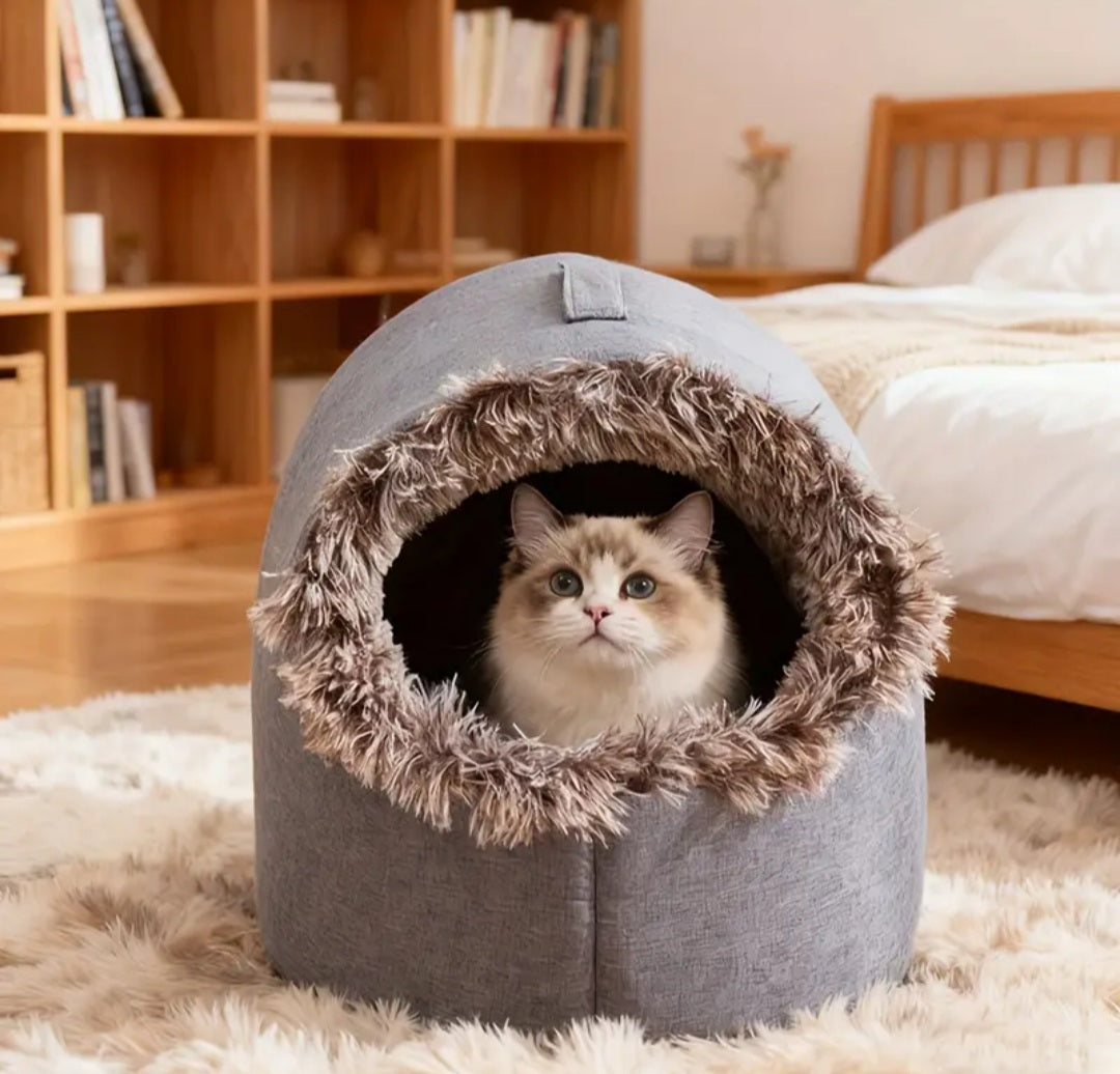 Cozy Enclosed Pet Bed for Cats