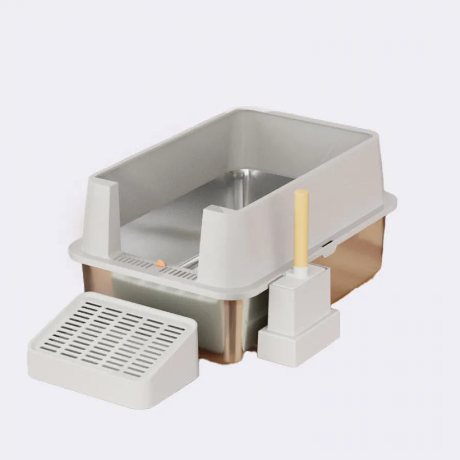 Direct-out semi-enclosed cat litter box