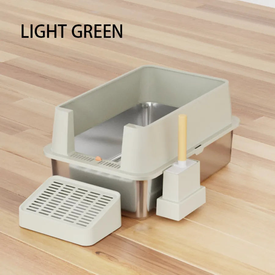 Direct-out semi-enclosed cat litter box