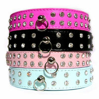 Double Row Crystal Rhinestone Dog Collars 10-20"