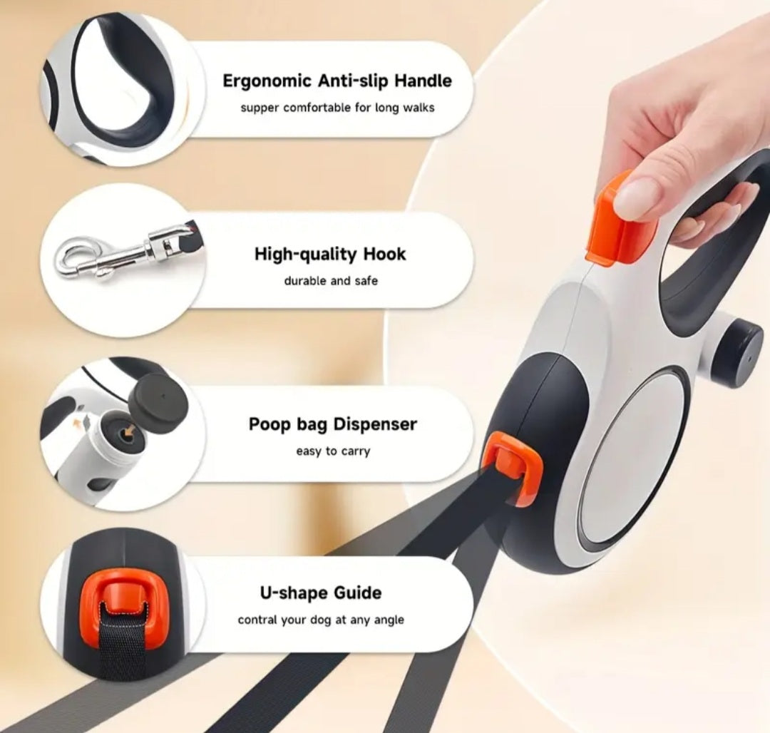 A 26-Foot Retractable Dog Leash with 360° Tangle-Free Design, One-Button Control, And Sturdy Nylon