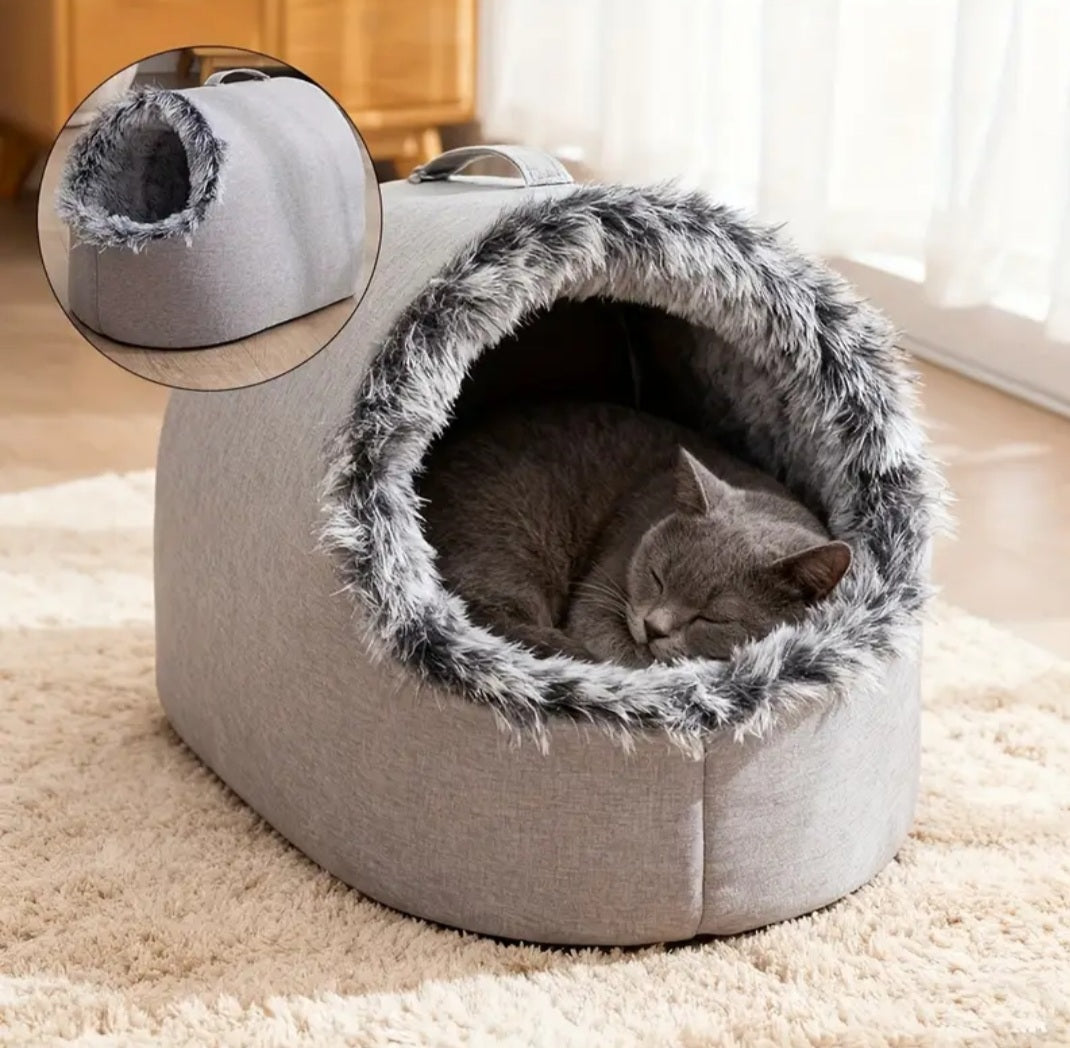 Cozy Enclosed Pet Bed for Cats