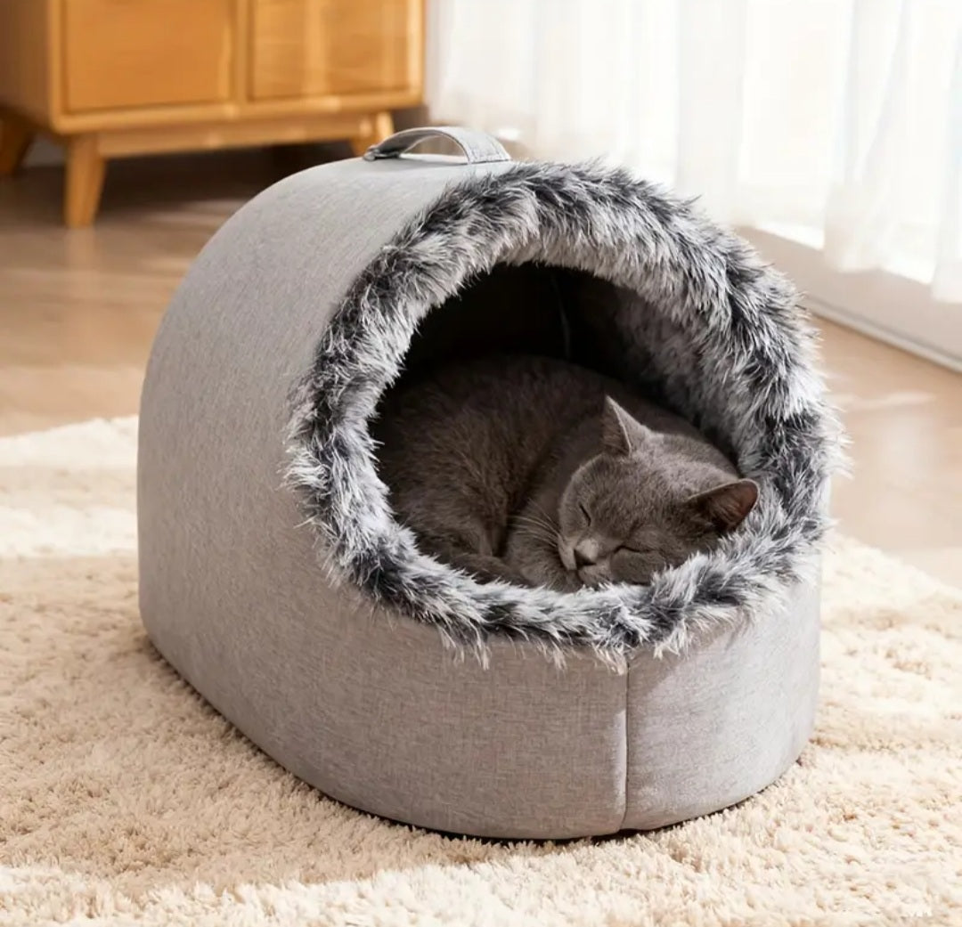 Cozy Enclosed Pet Bed for Cats