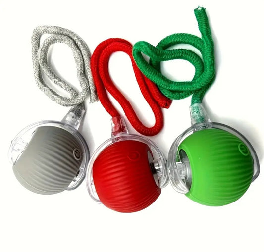 3pcs Set: Red, Gray, Green Automatic 360° Rolling Pet Ball -  USB Rechargeable LED Light